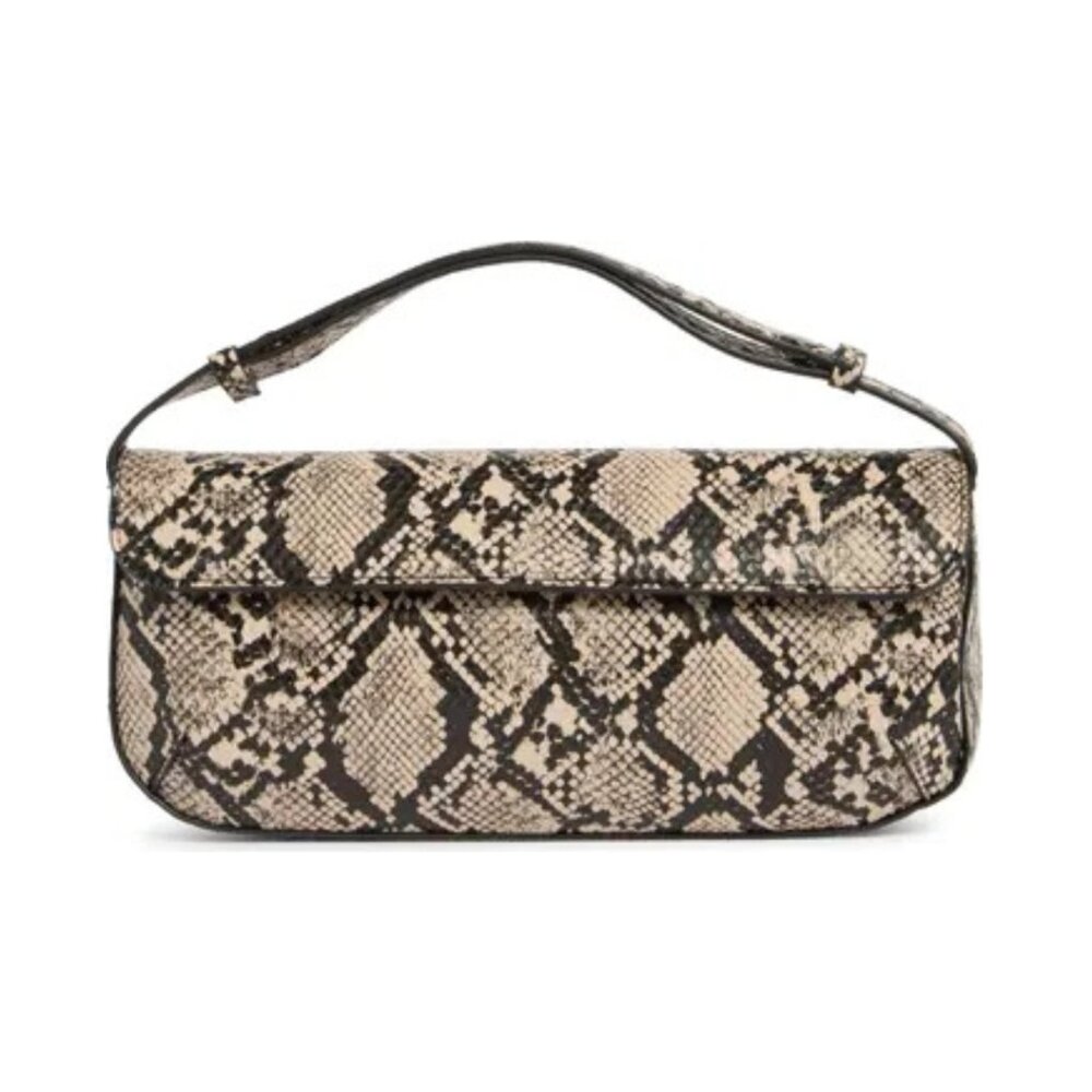 BCBG East/West Shoulder Bag in Black Cream (Faux) Snake